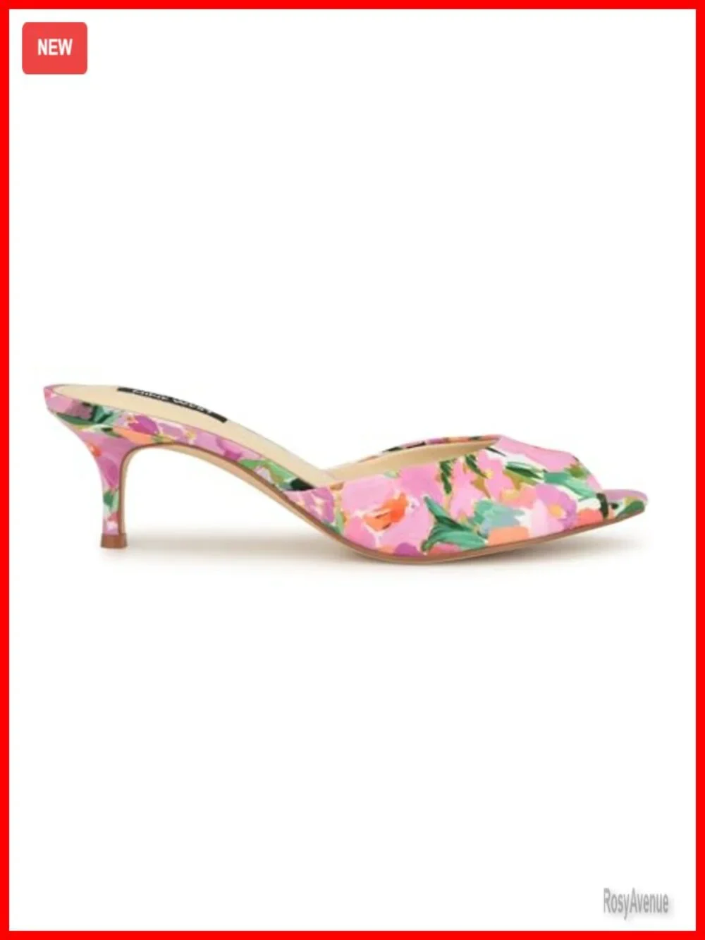 Peep Toe Kitten Heel Slide Sandals - Slip On Dressy Heels